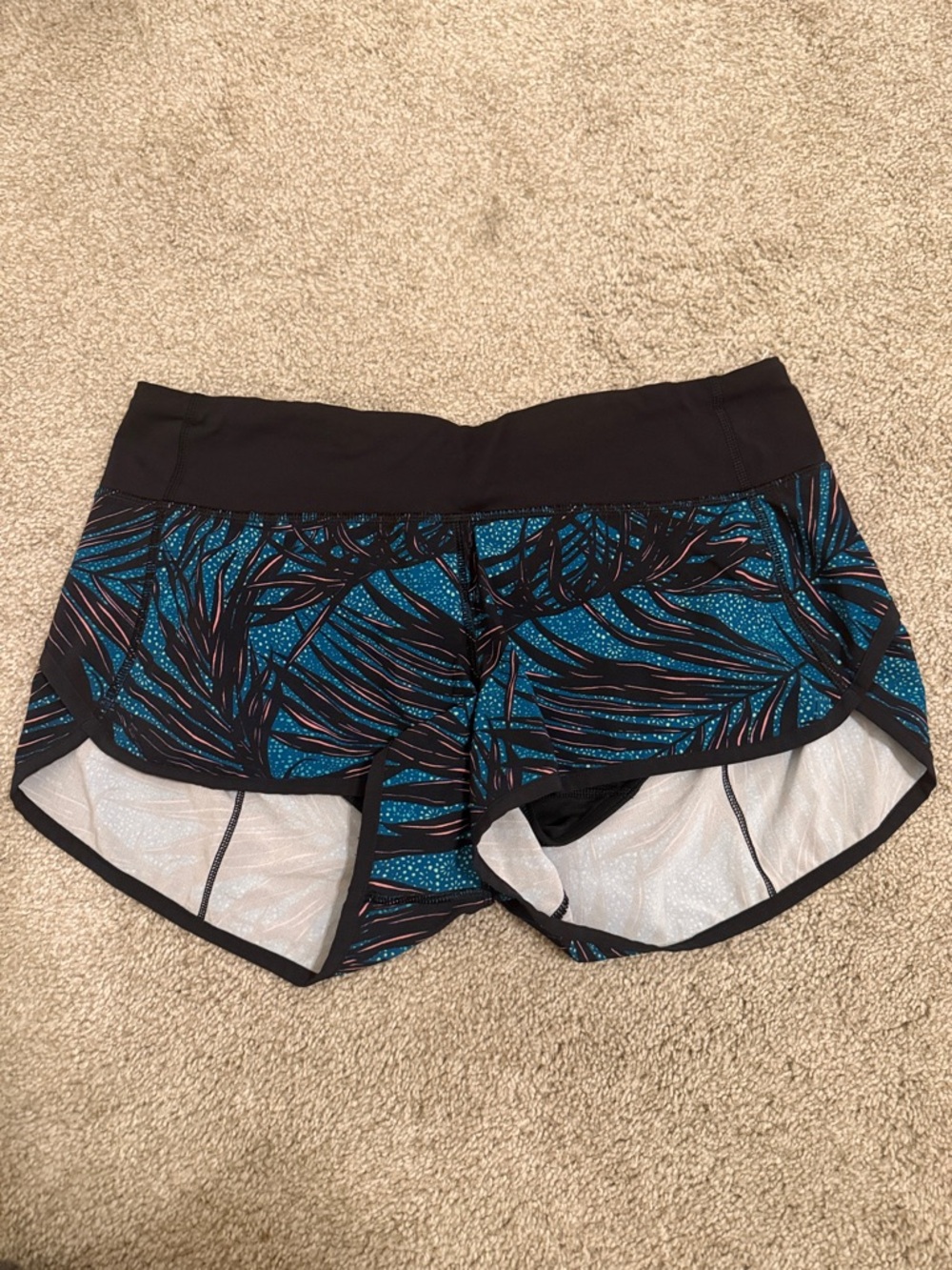 lululemon athletica Black and Teal Patterned Athletic Shorts